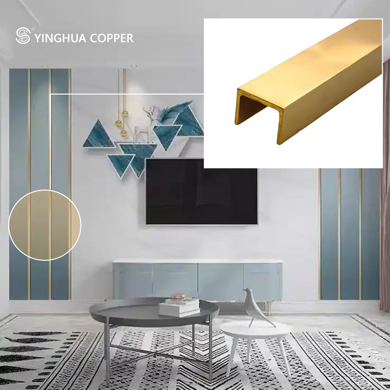 Elegant U-Shaped Brass Extruded Profiles for Unique Wall Decor