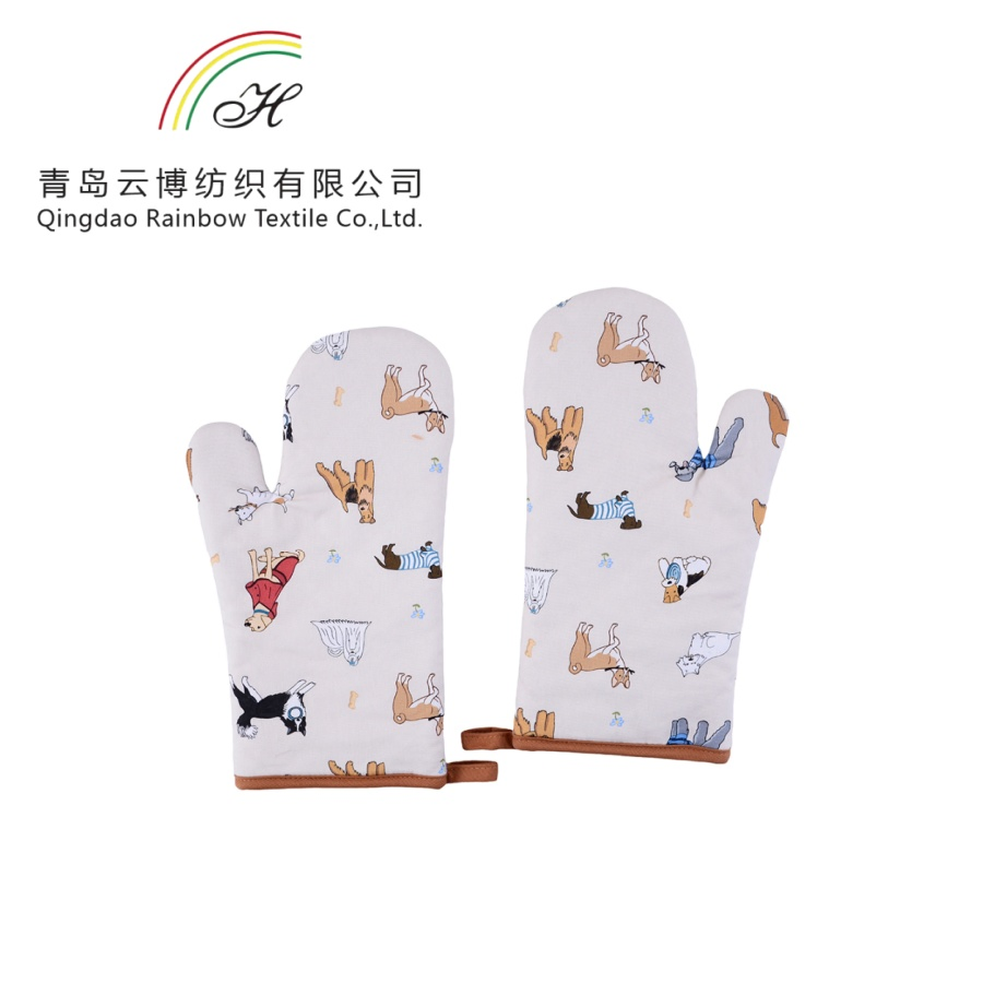 Factory Non-Slip Heat Resistant Jacquard Cotton Hemp Oven Mitt