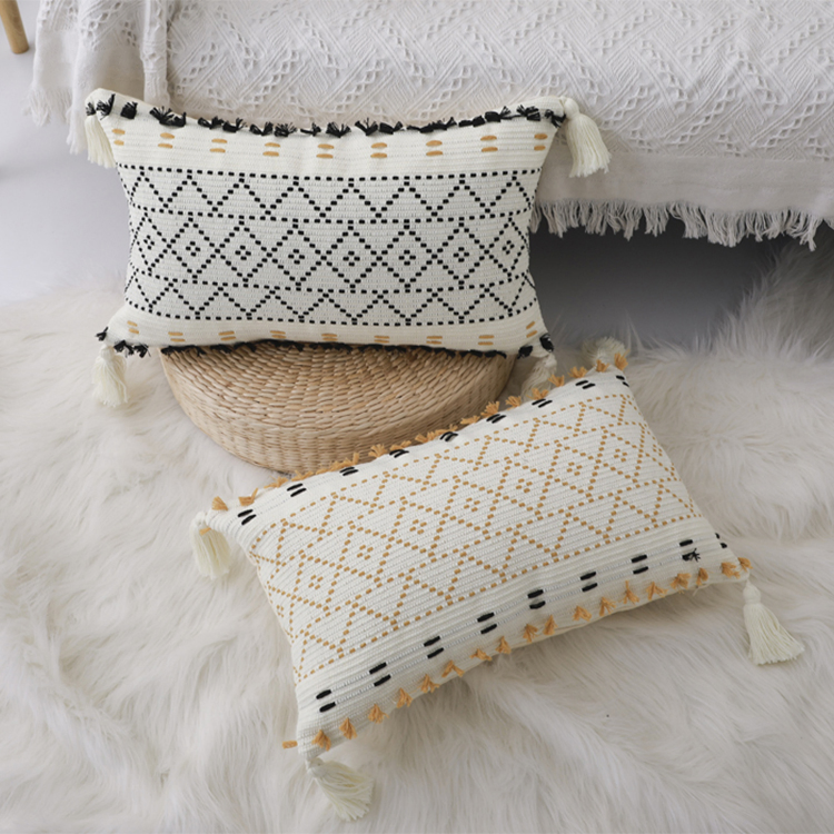 Custom Made Boho Style Sofa Couch Decorative Handmade Tufted Throw Pillow Weave Pillow Case