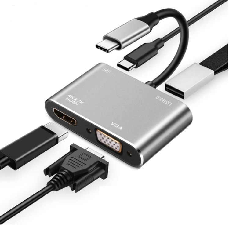 Док-станция Type-C 4-в-1 HDMI/VGA/USB3.0/PD