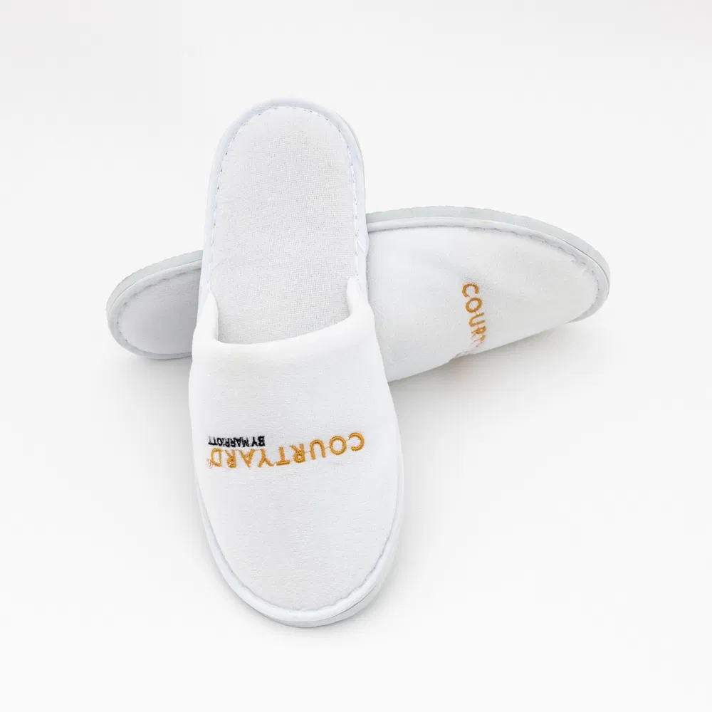 Non-Woven Material Custom Colors Screen Printing Logo Disposable Cheap Hotel Slippers