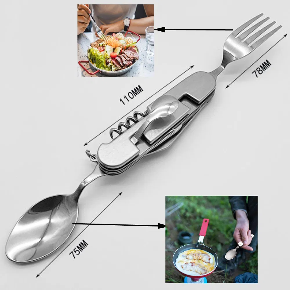 Camping Flatware Foldable Utensils Detachable Portable Compact Outdoor Cutlery