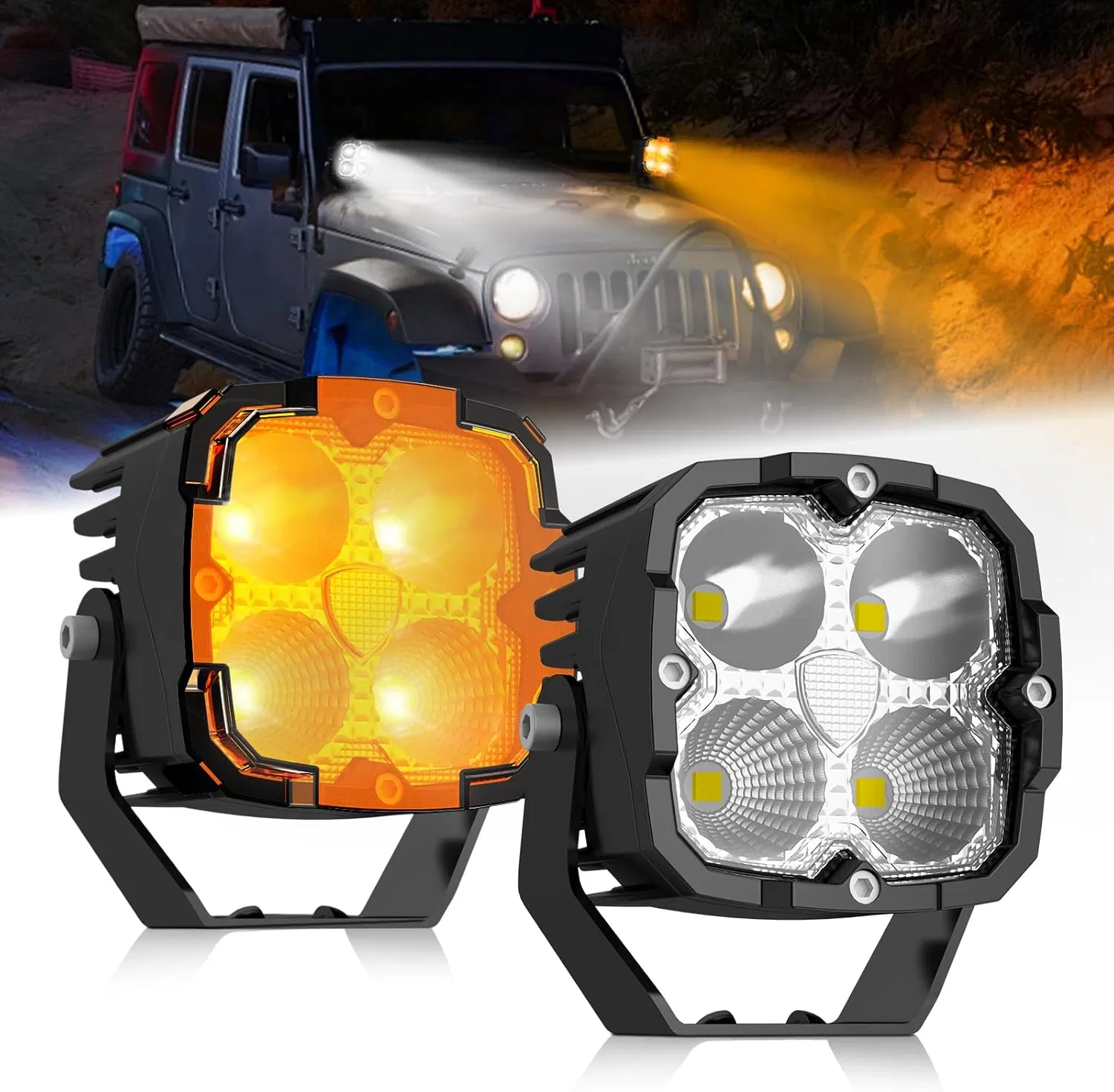 Super Bright Square Amber LED Pod Light