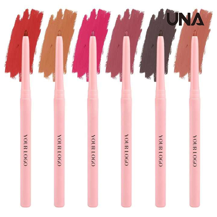 Wholesale Cosmetics Retractable Pink Lipliner Waterproof High Pigment Makeup Lip Liners Custom Private Label