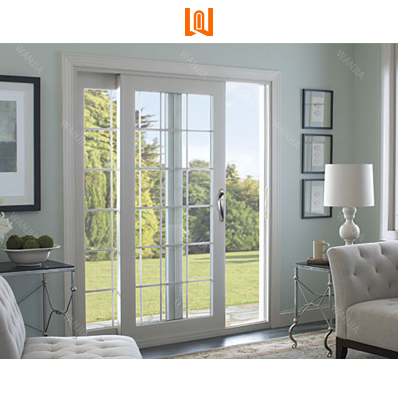 Wanjia Customized House PVC Sliding UPVC Double Glazed Sliding Doors