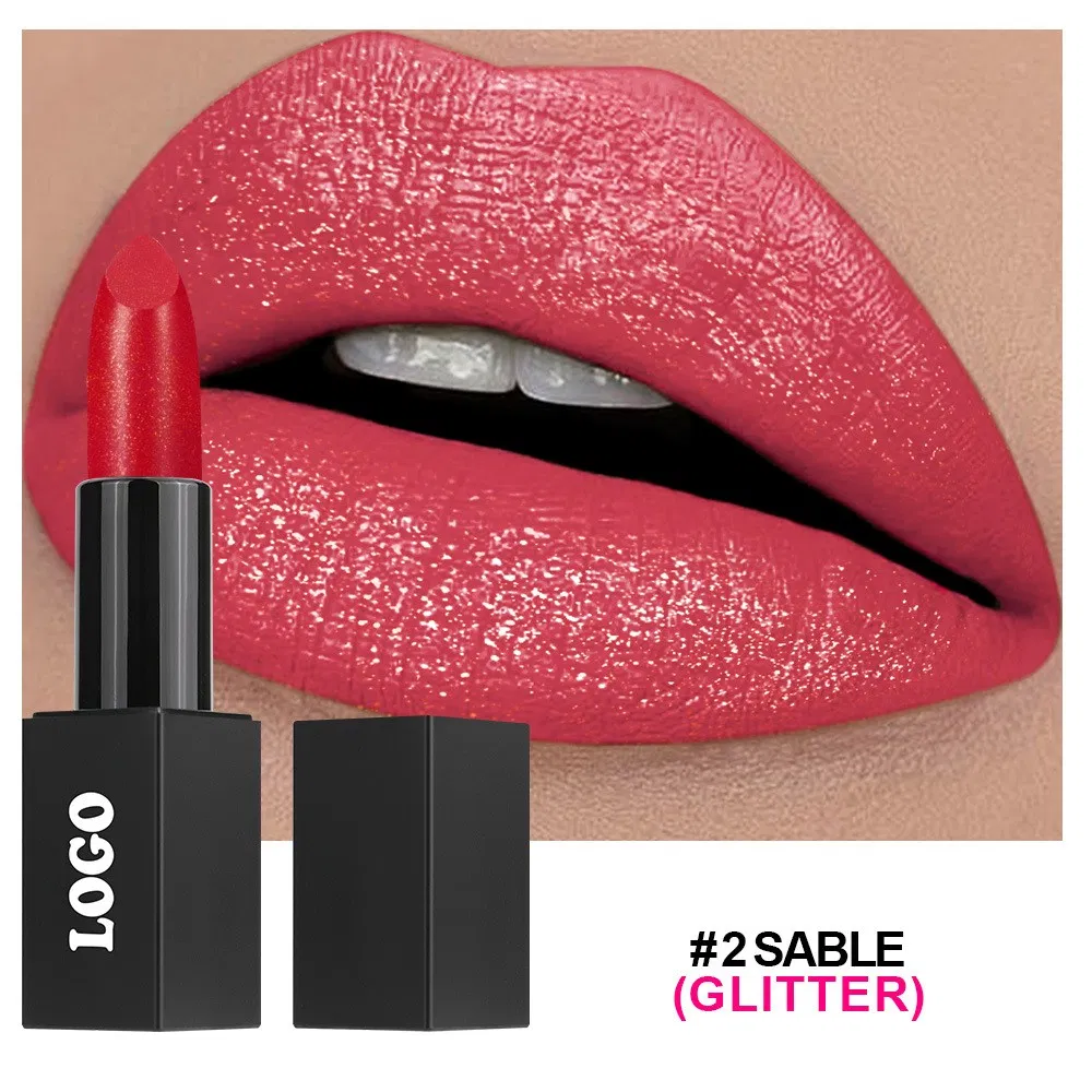 Private Label 16 Multi-Color Glitter Lipstick Nonstick Lip-Shaped with 5g