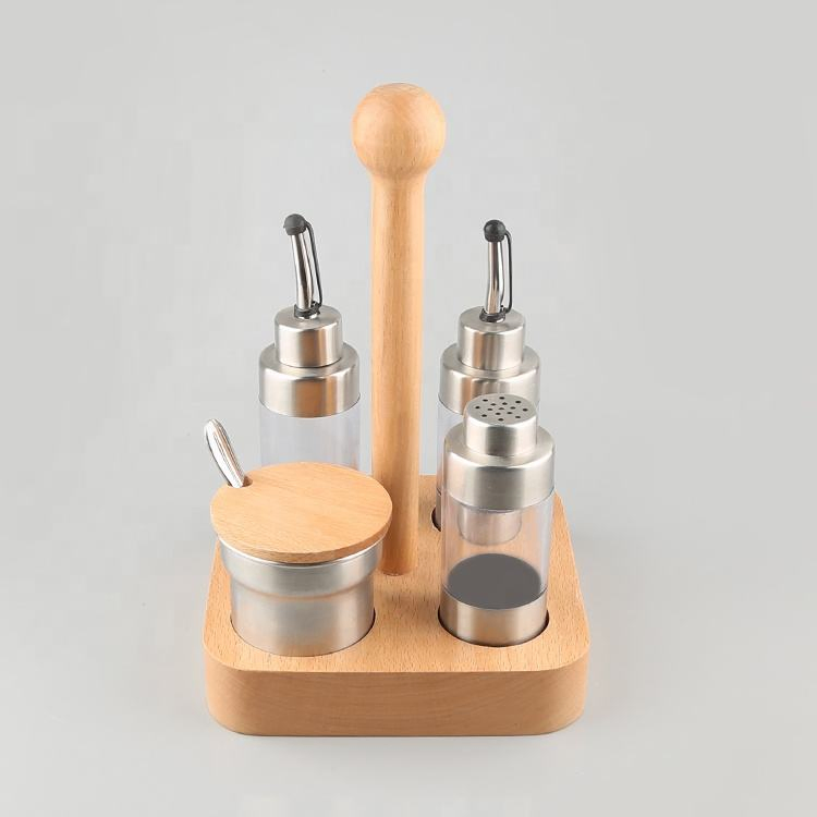 Деревянная подставка для специй на 4 бутылки