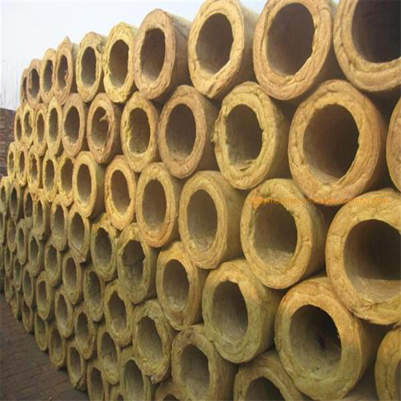 100-160 Kg/M3 Density 20-80mm Thickness ID 38-400mm Diameter Thermal Insulation Material Mineral Rockwool Rock Wool for Solar Water Heater Pipes Cover