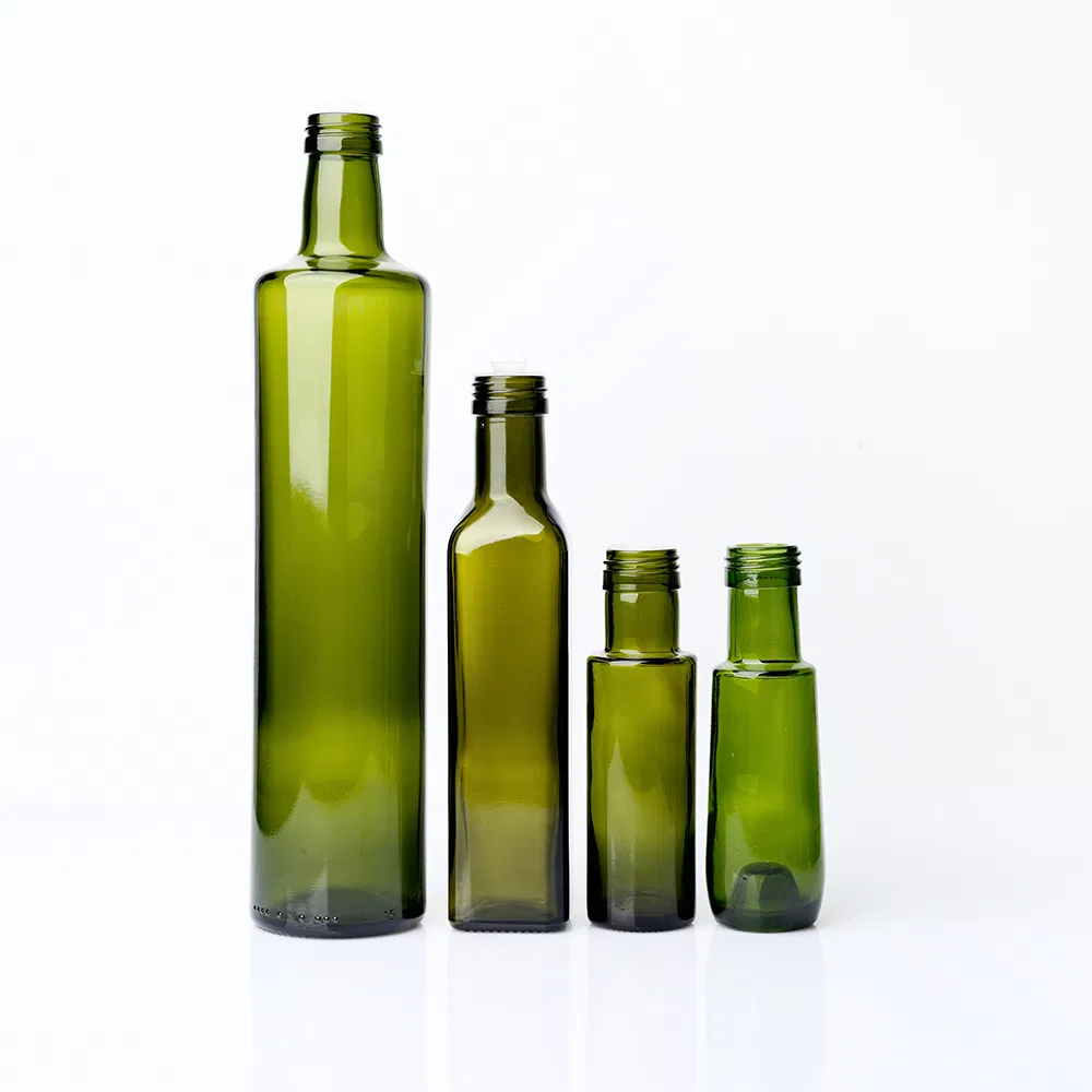 Hot Sale Mini Dark Green Glass Marasca Olive Oil Bottles with Cap