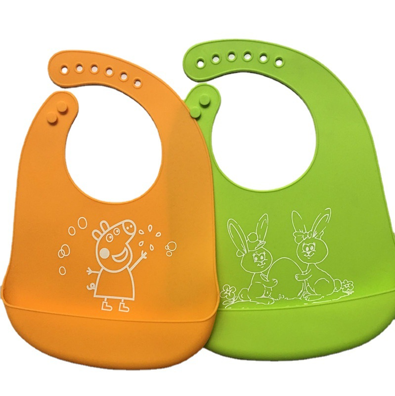 Food Grade Adjustable Easy Cleaning Baby Silicone Bib with Customized Printing