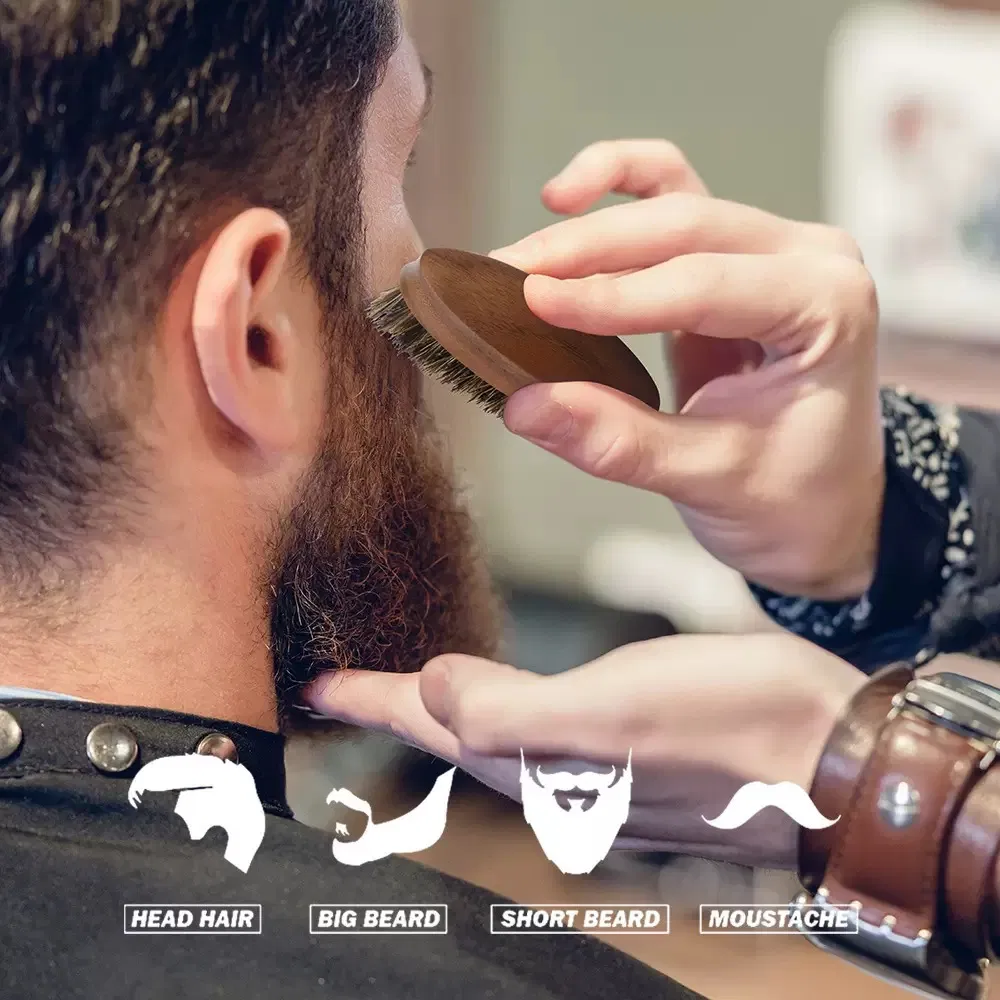 Hot Selling European and American Men's Styling Care/Beech Wood Bristle Beard Brush