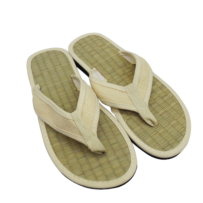Biodegradable Flip Flops Grass Woven Sandals EVA Sole Straw Disposable Hotel Slippers