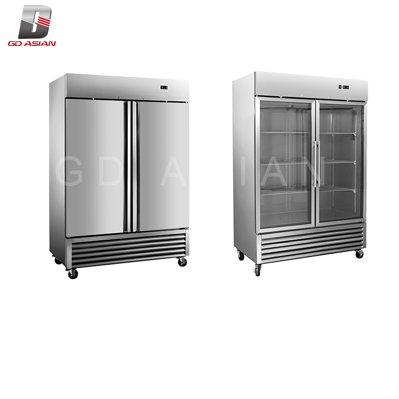 Hinge Glass Door 115V Two Section Reach in Refrigerator Freezer
