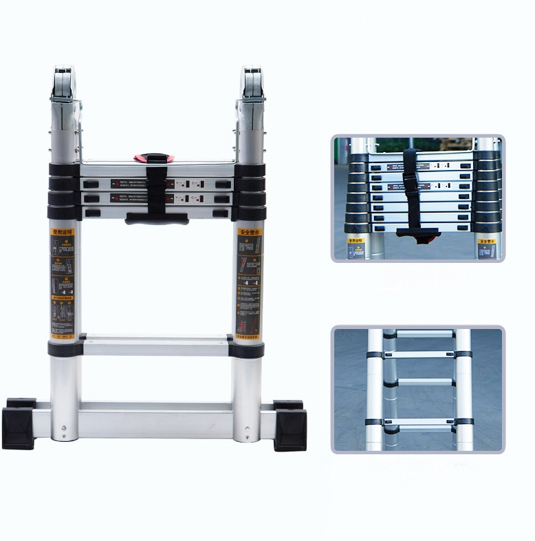 Heavy Load 150kg Capacity Aluminum Industrial Telescoping Ladder for Logistics & Workshop