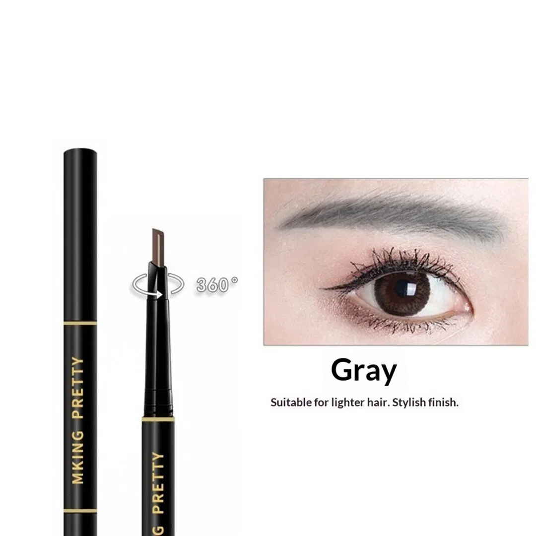 Refillable Aluminum Case Eyebrow Pencil with Two Spare Lead Refills