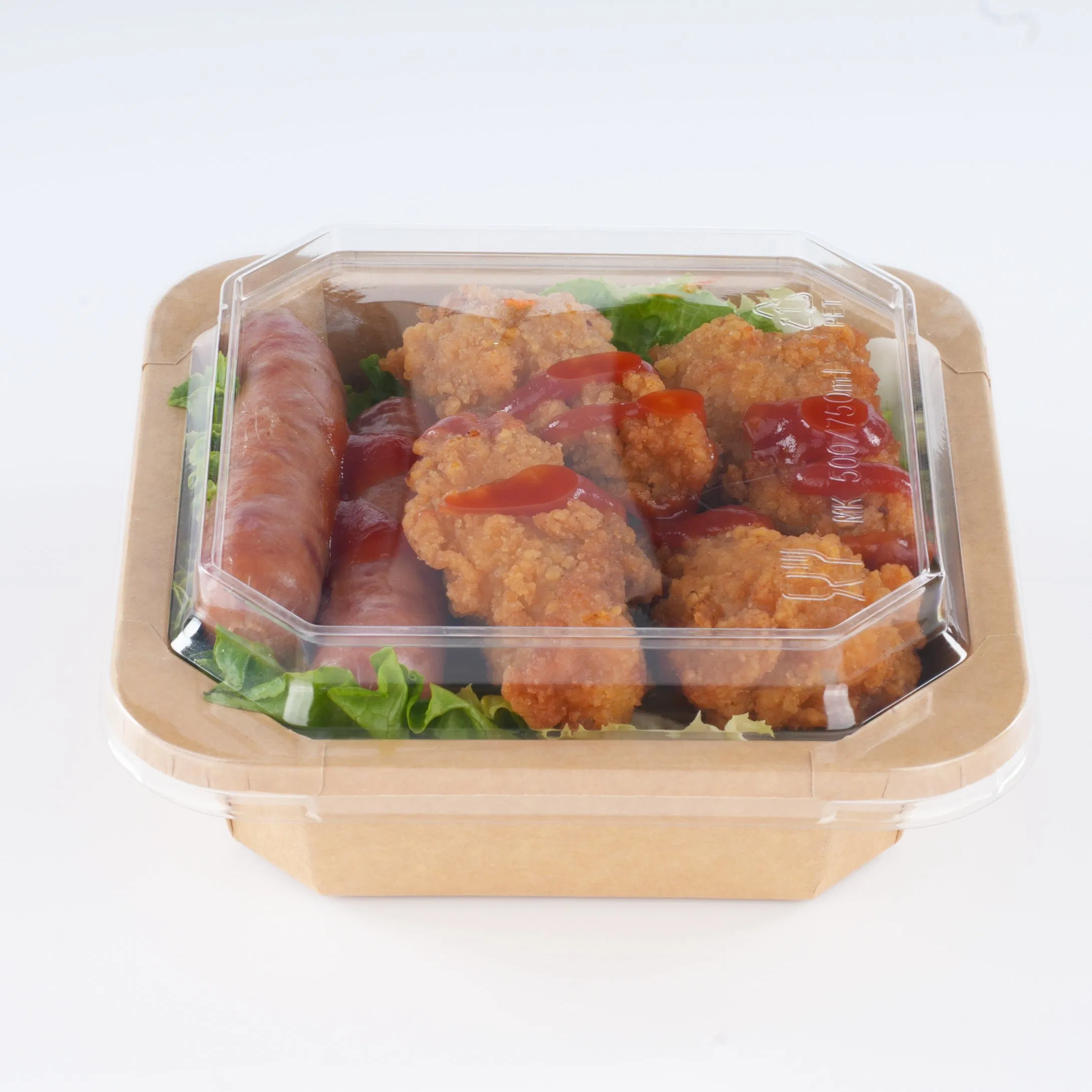 All Size Small MOQ 100% Eco Friendly Square Kraft Paper Salad Bowl 8oz with Lid