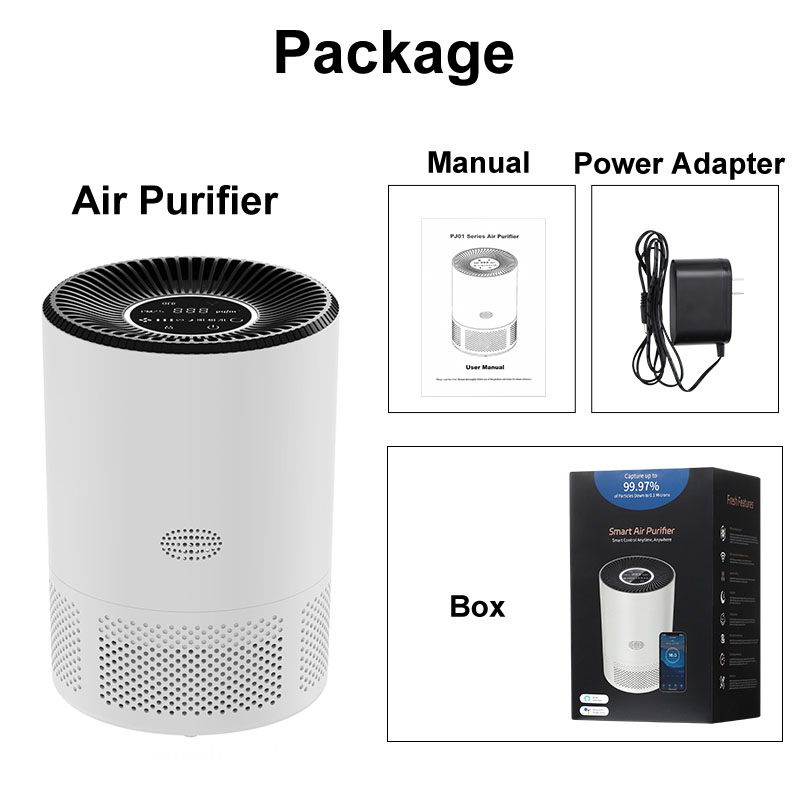 Tuya WiFi Mobile APP Remote Control Desktop Home Pm2.5 HEPA Filter Air Cealning Air Purifier Work with Alexa and Google Home