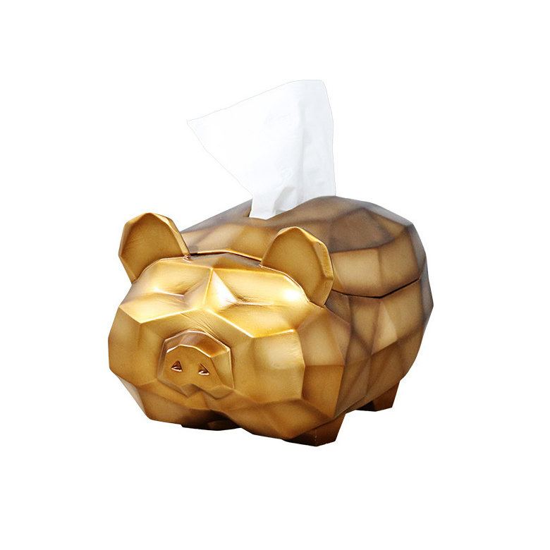 Cute Tissue Box Resin Pig Paper Box for Living Room Table Storage Decoration