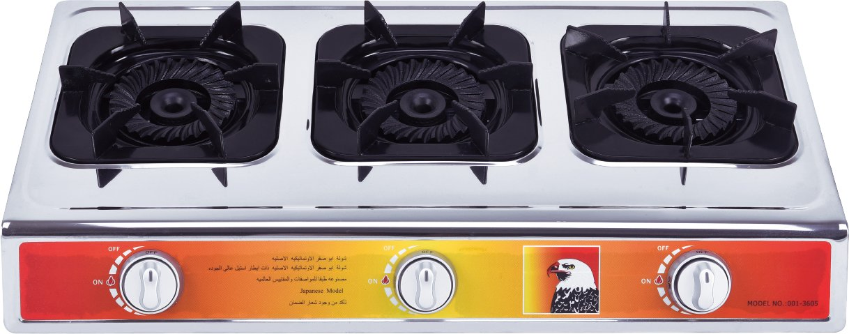 Durable Stainless Steel Gas Stove with 3 Efficient Burners