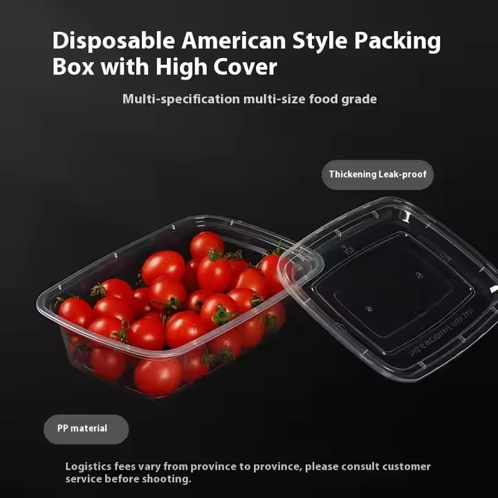 Fast Food Takeout Lunch Box Disposable 1000ml Plastic Rectangular Container