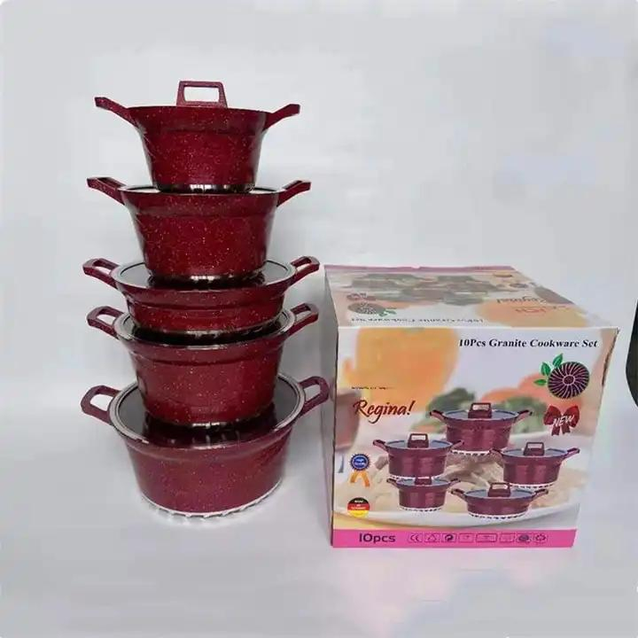 Good Selling Kitchen Aluminum Cookware Sets Nonstick Granite Marble Coating Cooking Pot