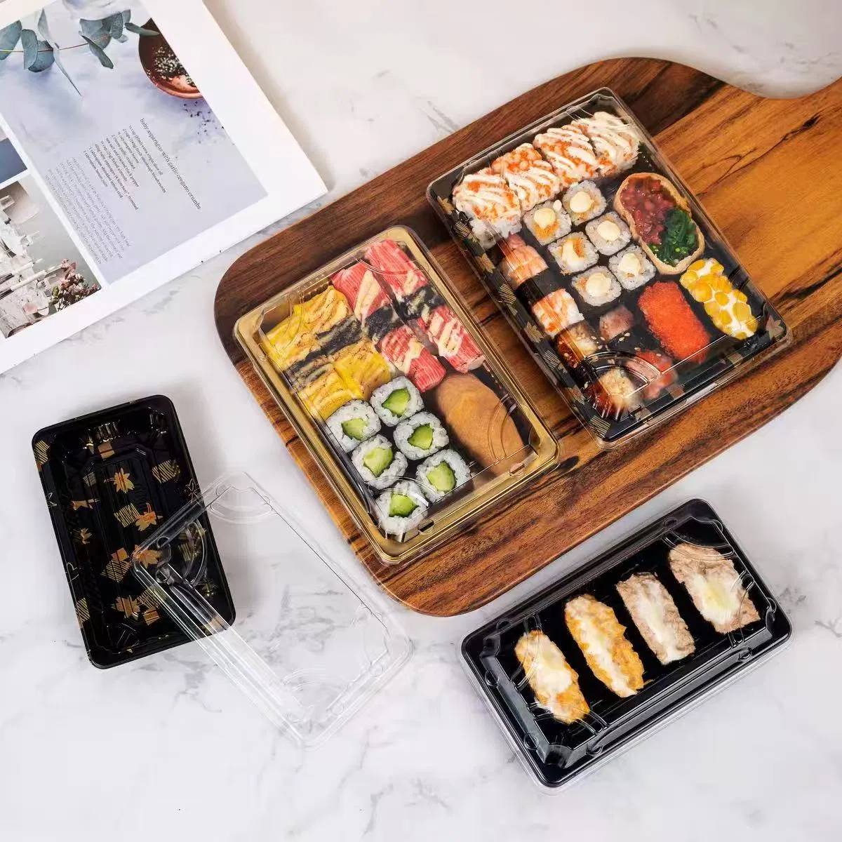 Sushi Box Takeaway Food Container Packaging Box Cake Sushi Trays Food Container Plastic Food Packaging