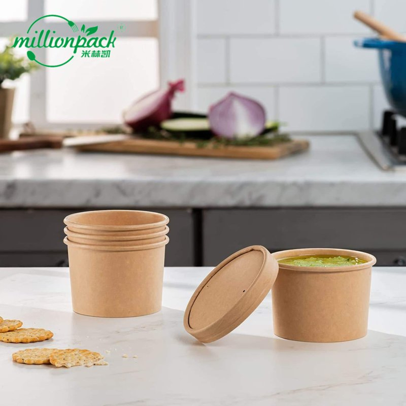 OEM ODM Multiple Repurchase Kraft Paper Soup Bowl with Custom Size