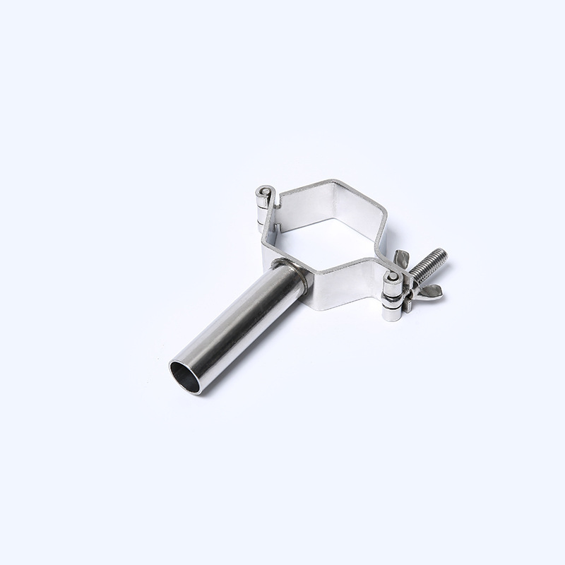Sanitary Stainless Steel Single Pin Hexagon Pipe Holder/Support with Handle
