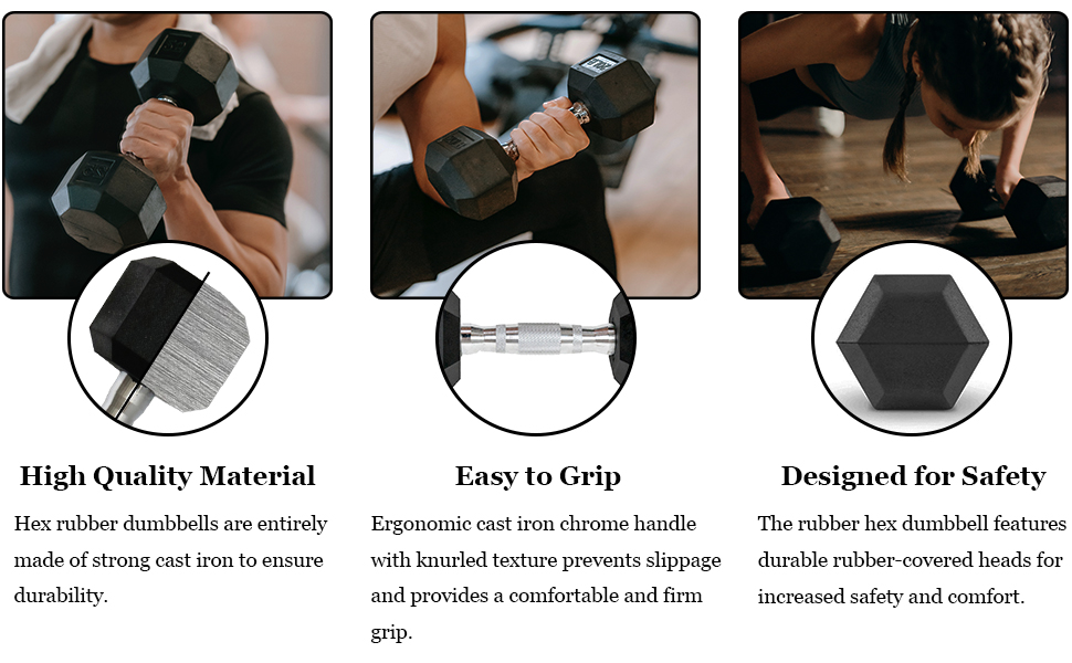 Гантели шестигранные резиновые набор для тренировок