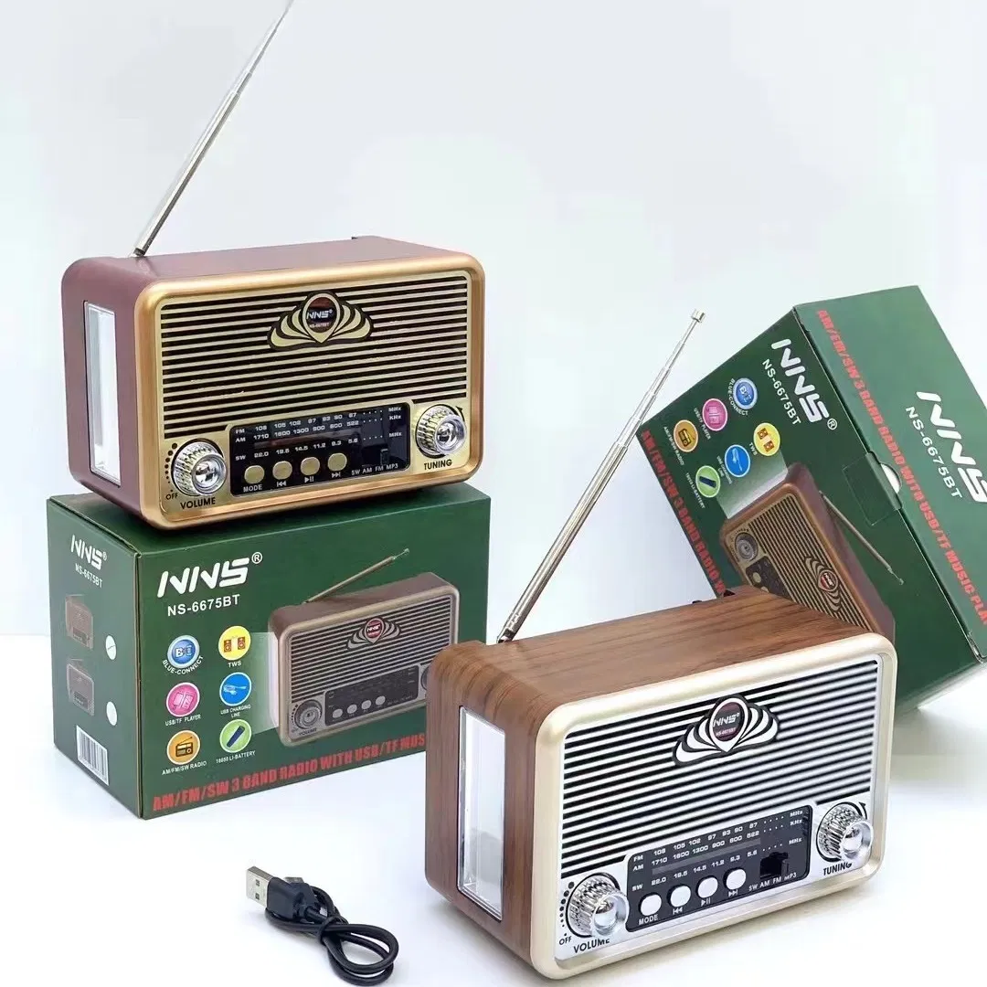 Радио-колонка NS-6675BT Vintage Wooden с Bluetooth и подсветкой
