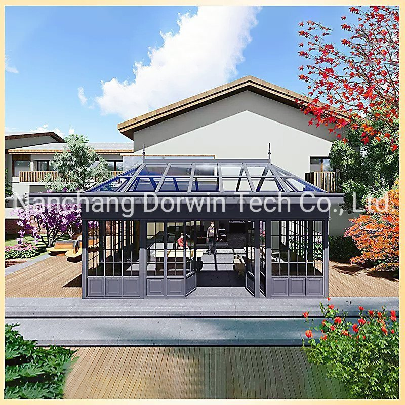 Asia Style Backyard Aluminum Structure Cafe Shop Tea Restaurant Sunroom Glass House