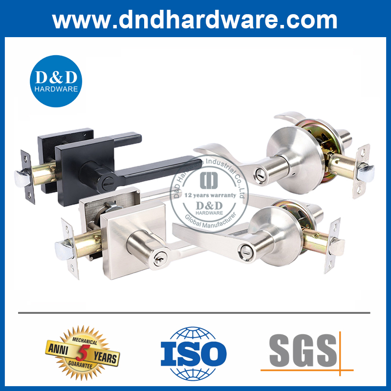 Heavy-Duty Entrance Square Door Handle Lock Set Security Tubular Lever Door Lock