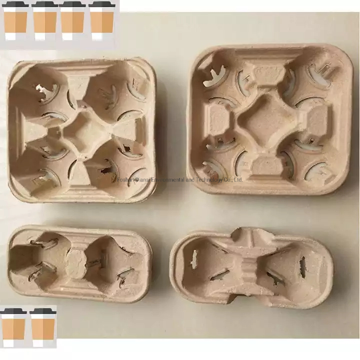 Подложка для стаканов из сахарного тростника, 2 ячейки, биоразлагаемая