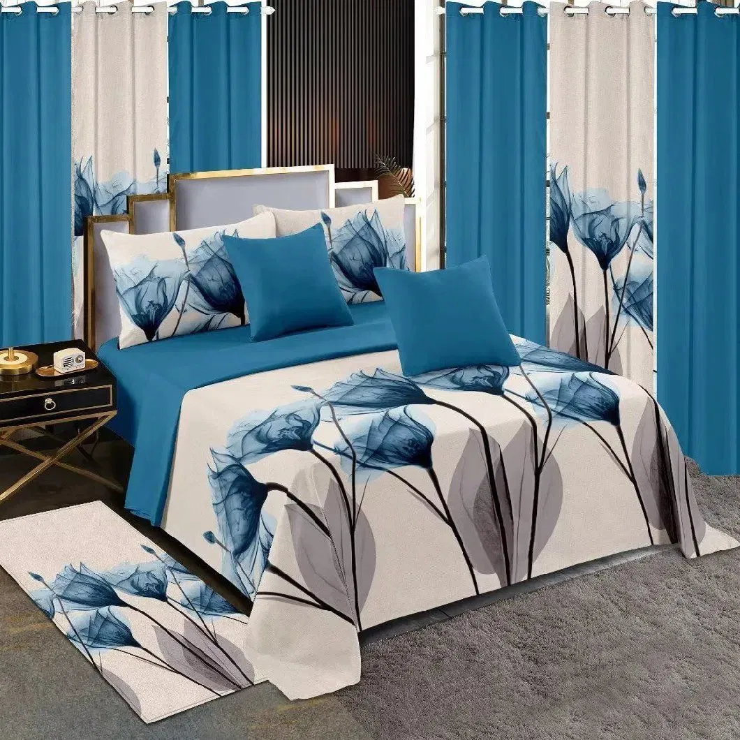 Customized 4 PCS Purple Polyester Pillowcases Bed Sheet Light-Industry-Daily-Use Printing Pillow Shams High End Comforter Cover Printed Bedspread Set