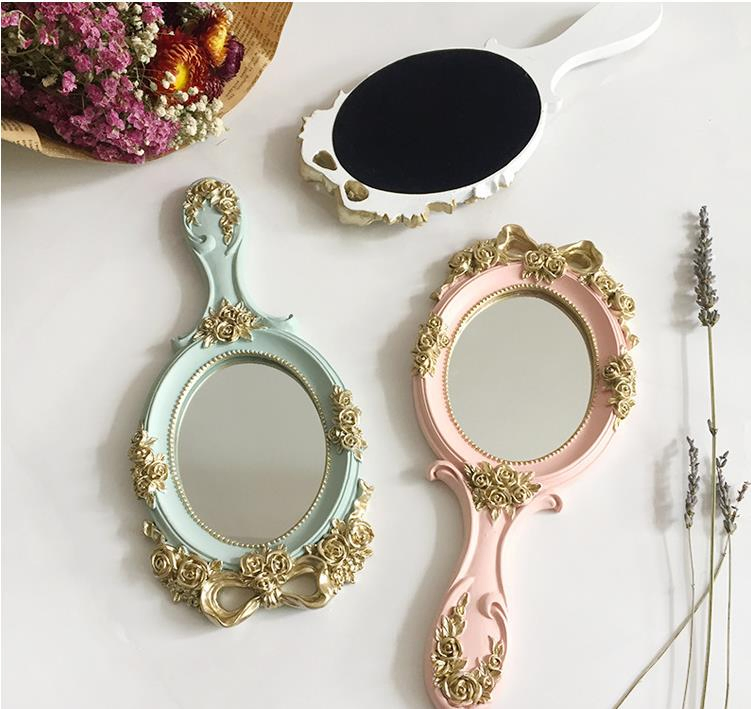 Bow Handle Mirror Princess Mirror Makeup Mirror Portable Mirror