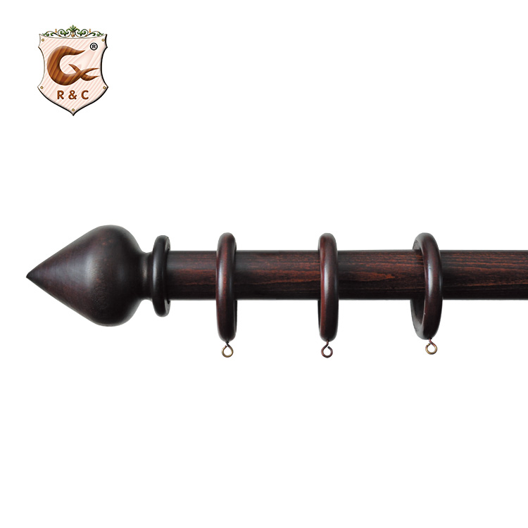 Factory Price Teak Thick Wooden Curtain Rods for Home Decoration