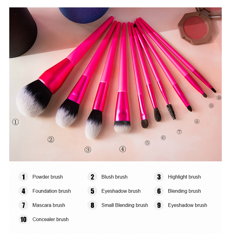 Makeup Brush Set 10PCS Red Hot Selling Custom Logo Soft Vegan Cruelty Free Cosmetic Brush