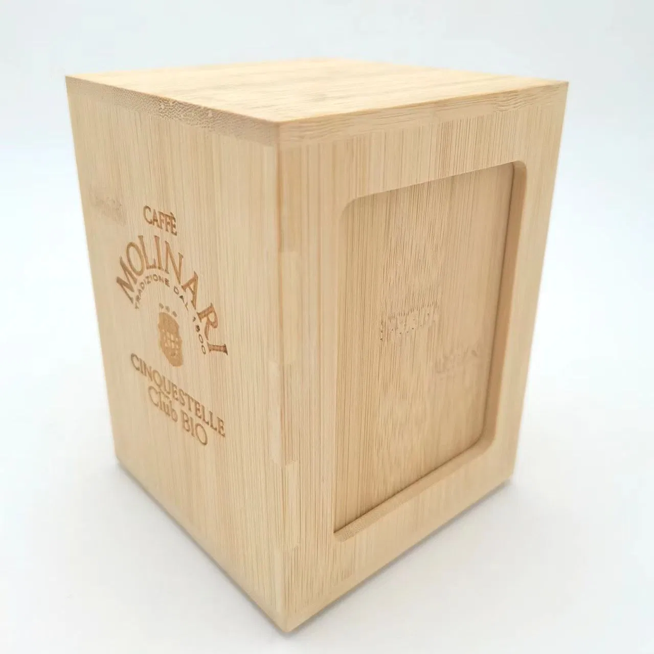 Sustainable Eco-Friendly Laser Logo Bamboo Wood Double Door Table Napkin Box Holder
