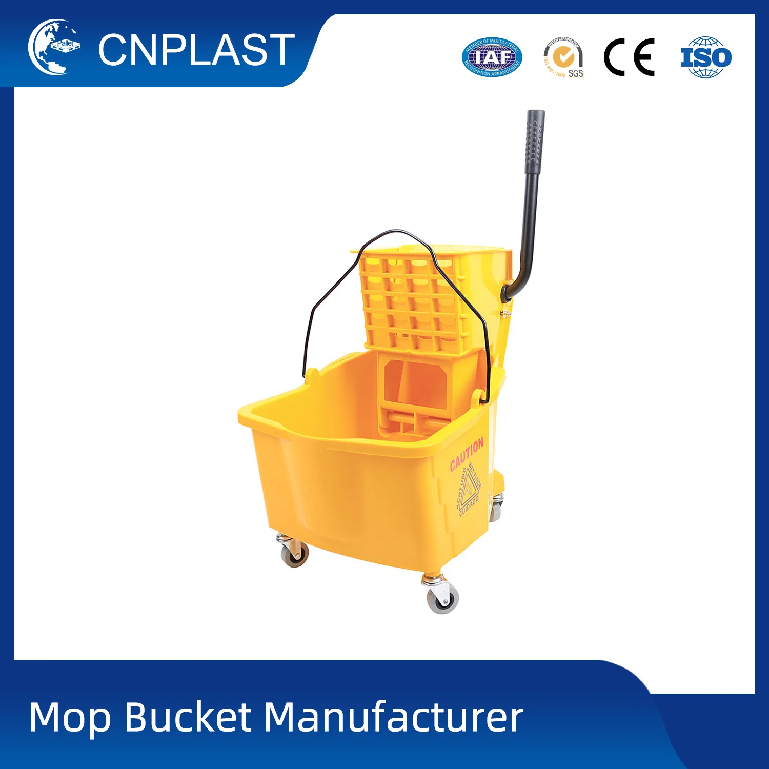 Large Capacity Floor Cleaning Durable PP 46L Down Press Double Wringer Trolley Easy Clean Large Capacity Floor Cleaning Durable PP 46L Down Cheap Mop Bucket