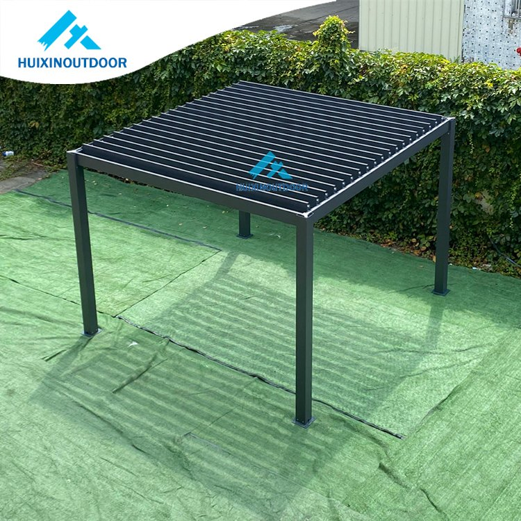 Louvre Pergola Outdoor Tent with Metal Glass Sliding Roof Gazebo