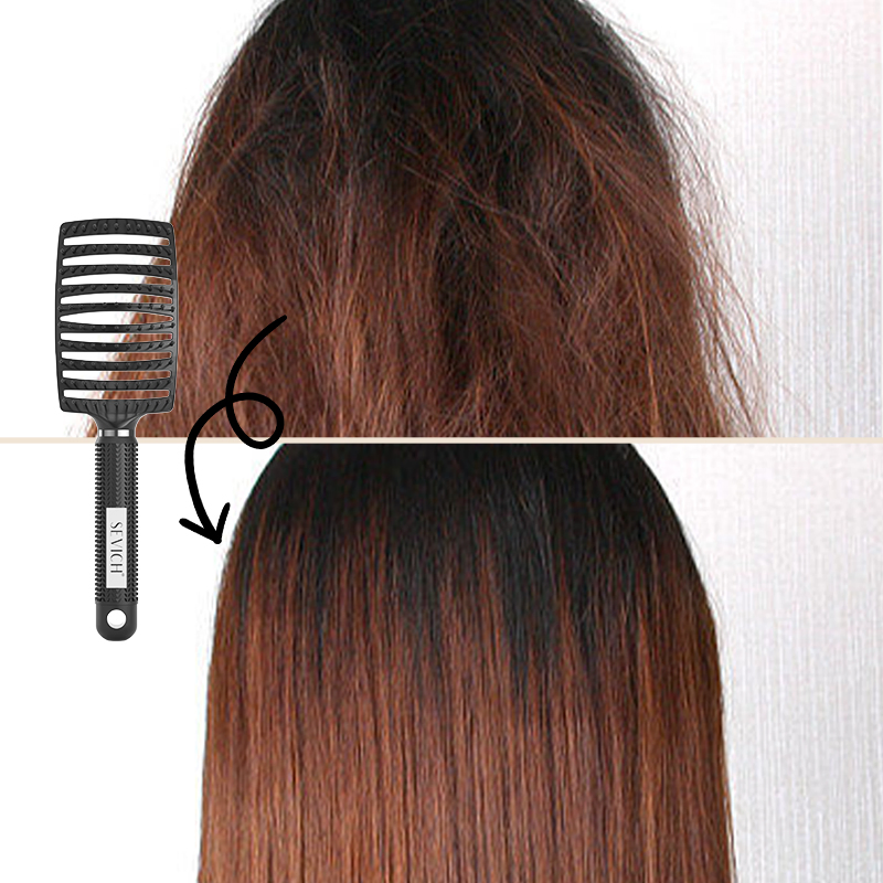 Detangling Hair Brush Factory OEM Soft Handle Wide Tooth Styling Comb Anti Frizz Volume Hair Brush