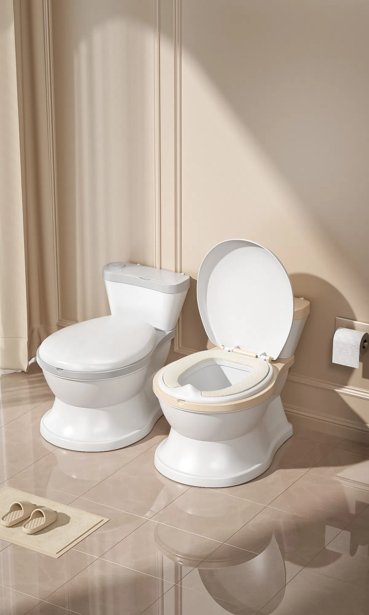 New Design Wholesale Baby Potty Chair with Flushing Sounds Kids Toilet Simulation Non-Slip Children Toilet