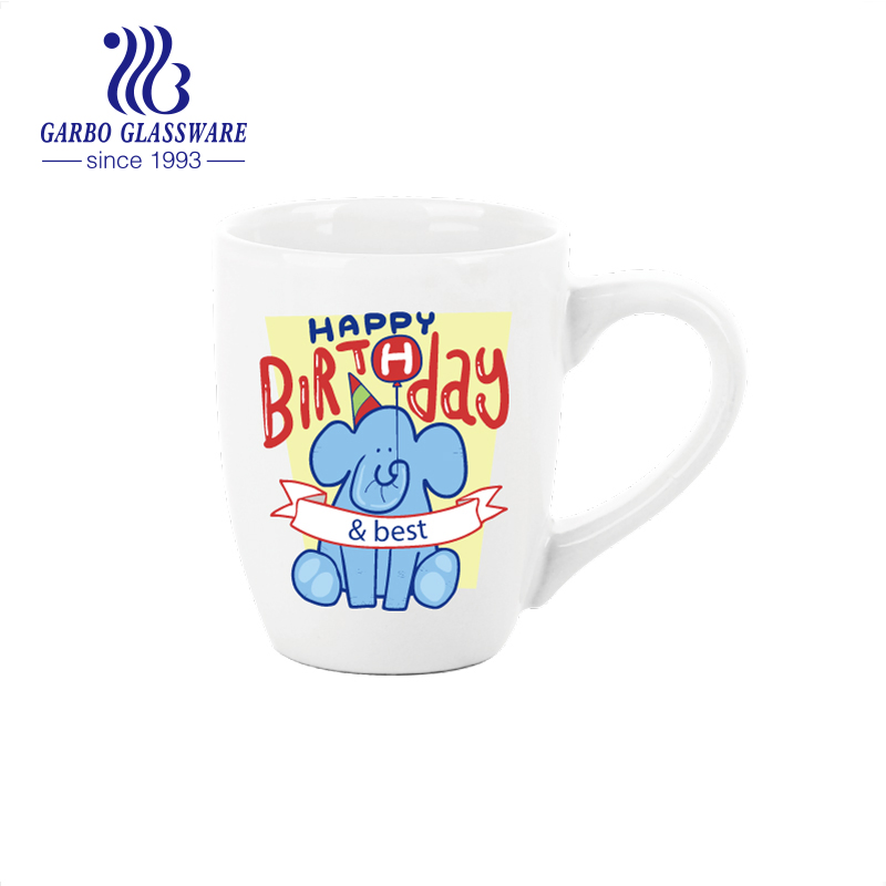8oz Ceramic Mugs with Colorful Decal Customized Pattern Design Porcelain Cup