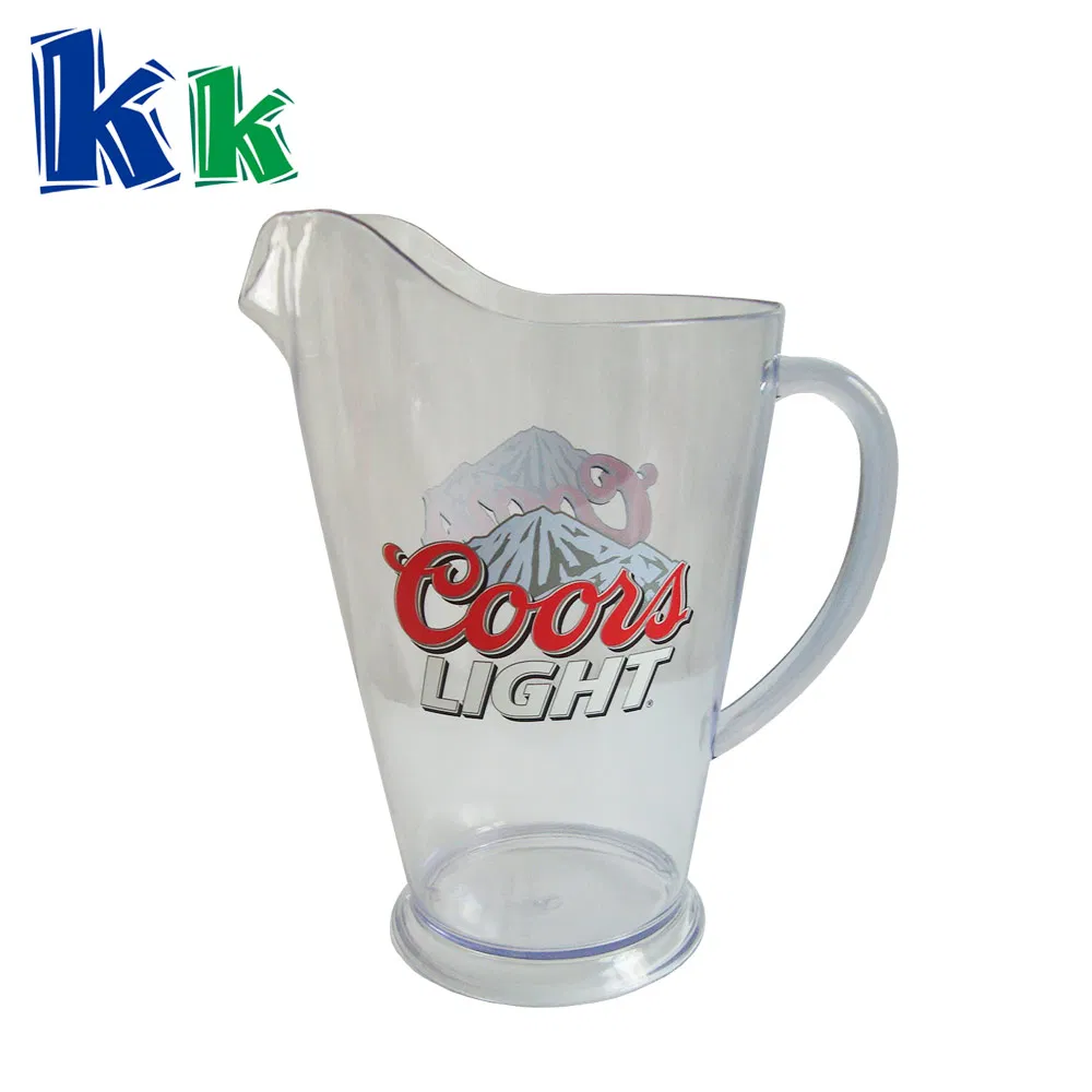 1L 1.2L 1.5L 1.8 2L Food Grade Plastic Clear Logo Custom Plastic Beer Pitcher Bar Hotel Home Fruit Plastic Jug Pitcher for Rolling Rock San Miguel Dogfish Head