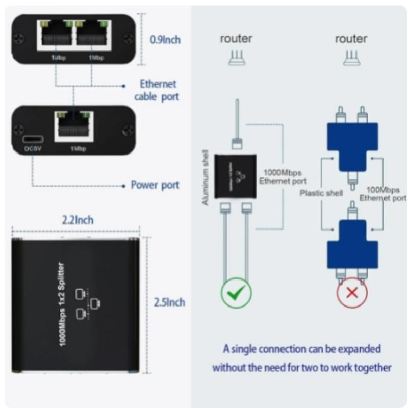 Network 1*4 Splitter, RJ45 Splitter