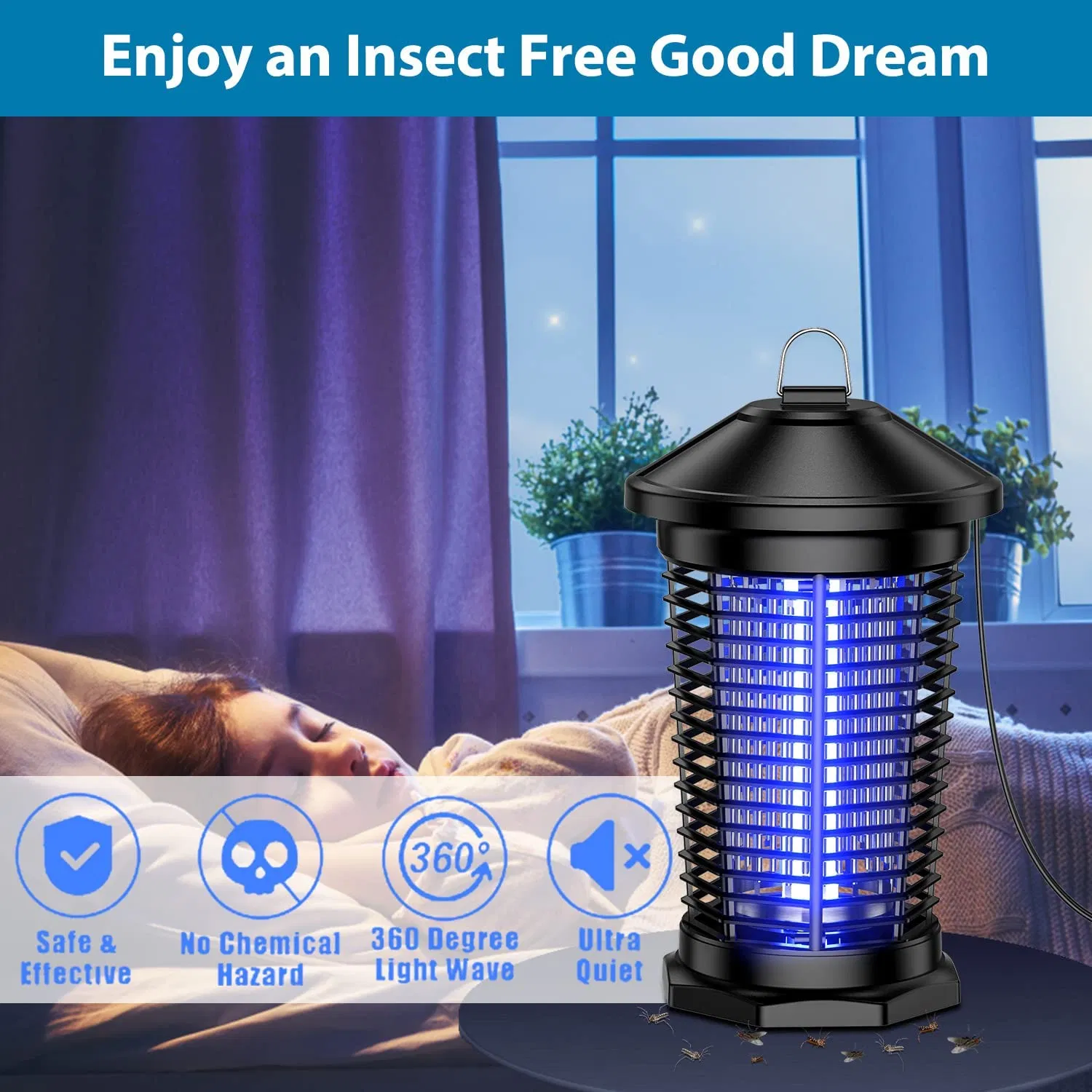 Eco-Friendly Electric Bug Zapper with Weatherproof Design for Garden Use
