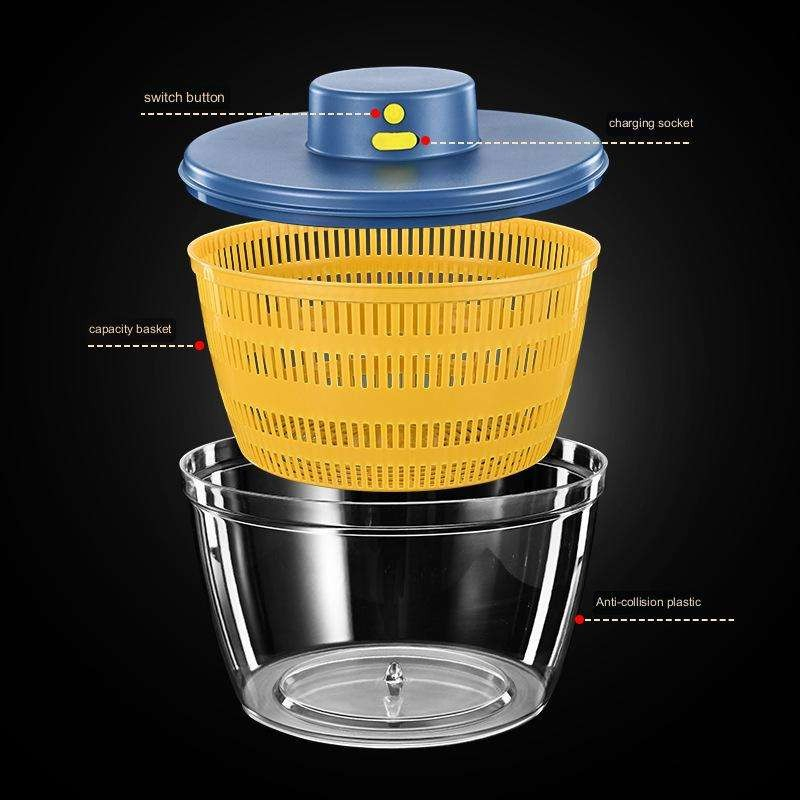 High Quality Vegetables Washer Dryer 4L Large Capacity Fruit Vegetable Strainer Spinner USB Electric Salad Lettuce Spinner