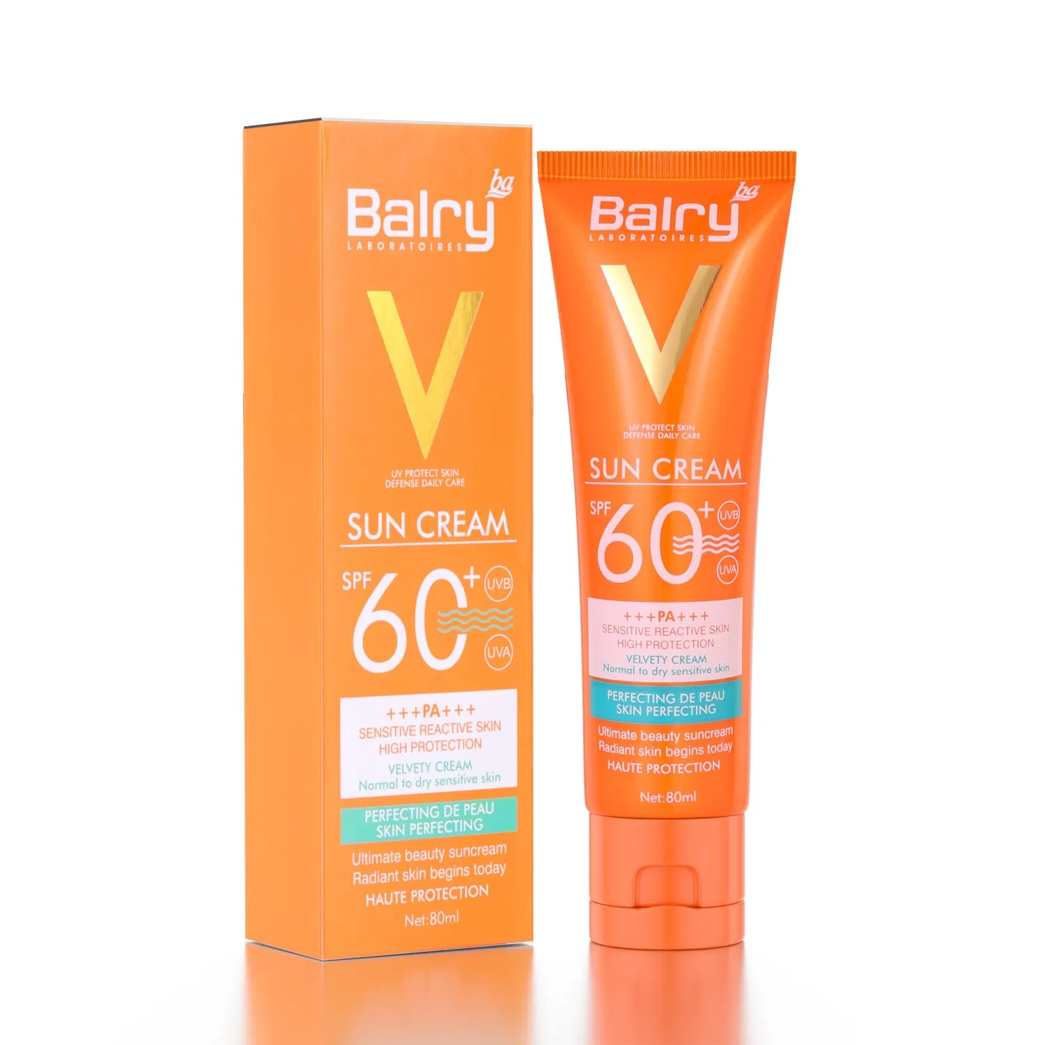 Private Label SPF60 Sunscreen Cream for Face and Body Sun Protection Balry Sunblock