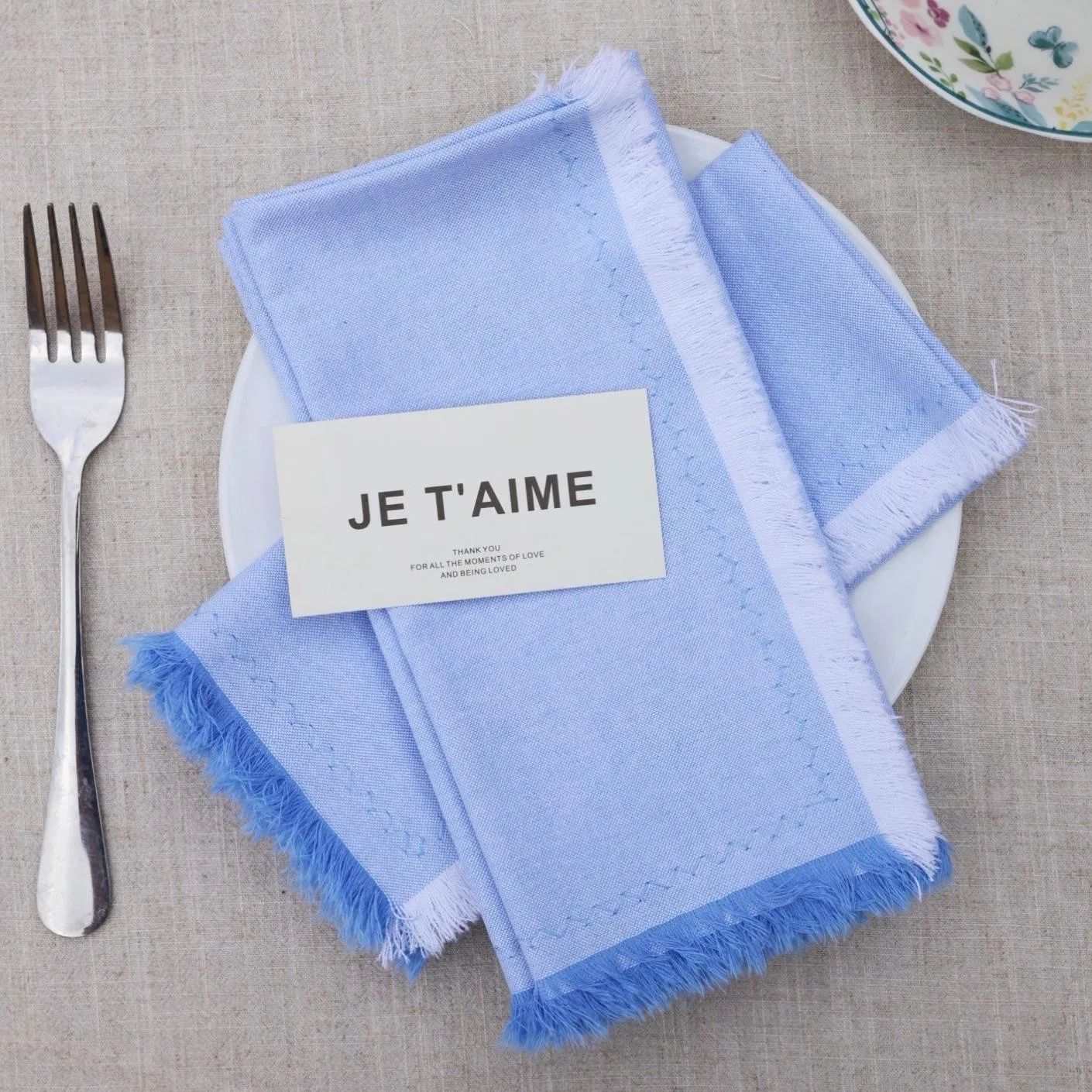 Custom 18 Inches Washable Cotton Cloth French Linen Wedding Christmas Table Dinner Napkins European Fashion Restaurant Napkins