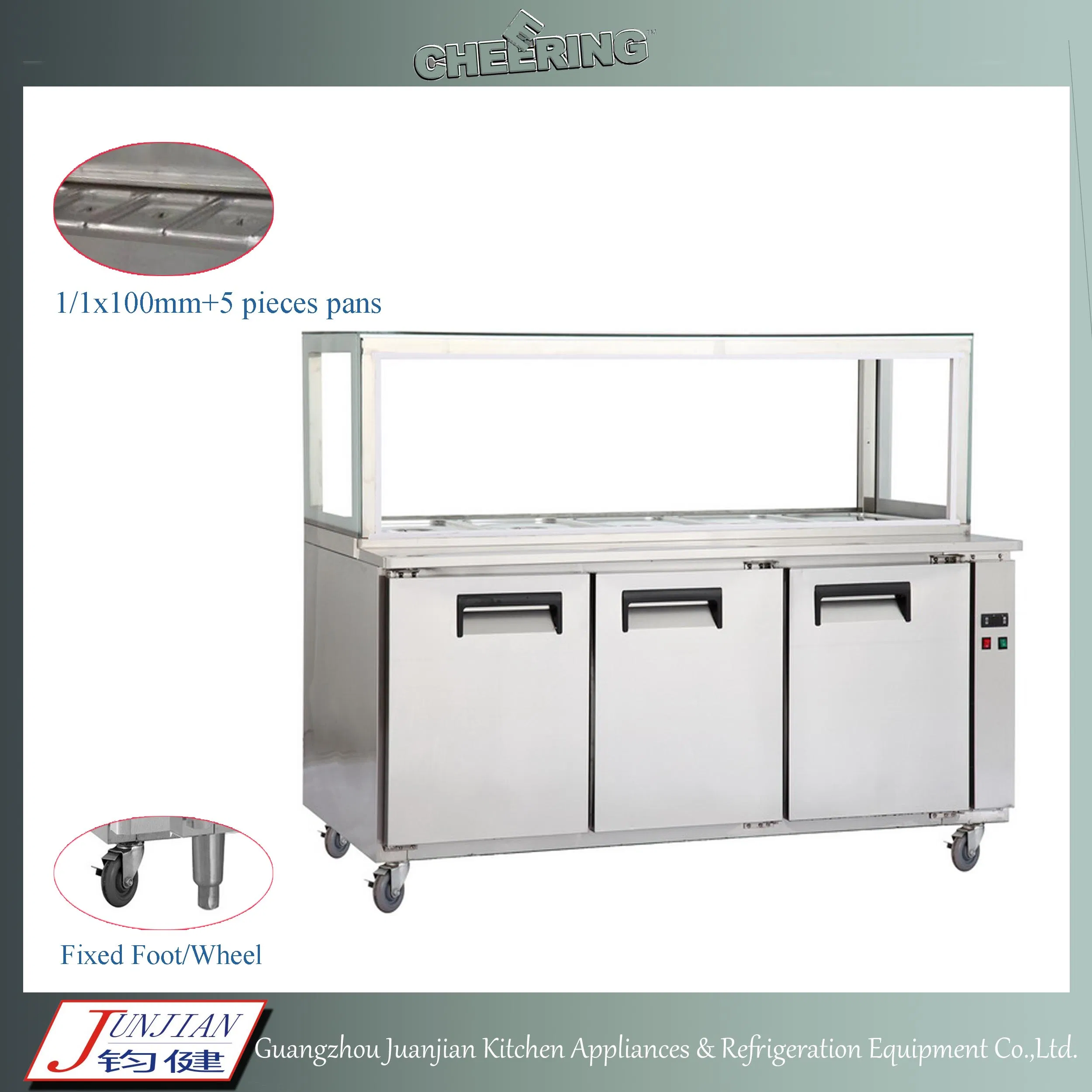 CE Certified 3-Door Commercial Pizza Sandwich Refrigerator Unit